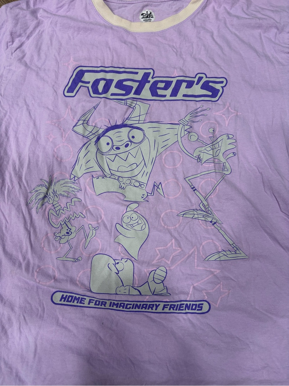 Vintage Foster's Home For Imaginary Friends Lavender Ringer Tee with White Trim - Picture 2 of 3